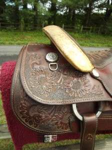   Seat Used Circle Y, Tooled, Roping   All Around Western Saddle  