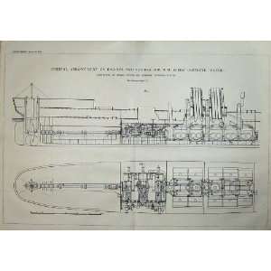   1876 Diagram Engines Boilers H.M Corvette Ship Rover