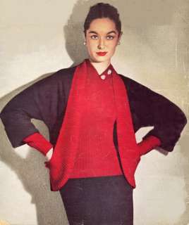 Vintage Knitting PATTERN Dolman Suit Jacket Sweater 50s  