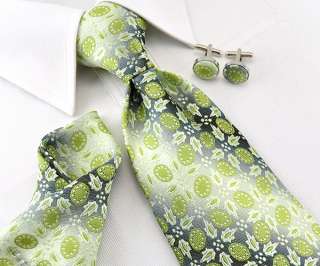 Handmade Jacquard Woven silk Mens Tie Polka Dots Necktie set Cufflinks 