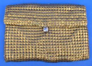 Vintage Gold Metallic Mesh Womens Handbag Clutch Purse  