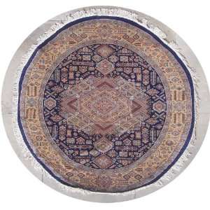 Caucasian Area Rug with Silk & Wool Pile    a 7x8 Round Rug 