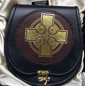 Scottish Gift Half Dress Celtic Cross Sporran Leather  