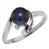 14K SOLID GOLD RING W/ CULTURED ROUND BLACK PEARL  
