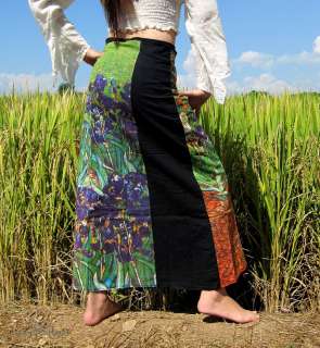 Long Wrap Skirt Green Irisis by Vincent Van Gogh  