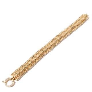Technibond Diamond Cut Railroad Link Bracelet 14K Yellow Gold Clad 