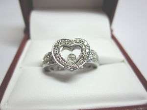 Fine HEART Ring With Moving DIAMOND 14K WG 0.35ct  