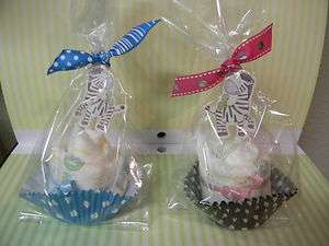 ZEBRA diaper cupcakes boy/girl baby shower favor or decoration  