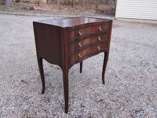 French Style Designer Three Drawer Mahogany Bedside Table  