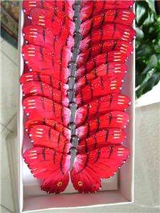 Red Monarch BUTTERFLY Wire on ORNAMENT Plant Decor  