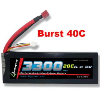 RC Battery 20C 40C 3300mAh 22.2V 6S High Discharge LiPo  