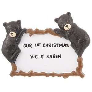  Personalized Two Black Bears Christmas Ornament