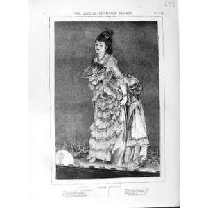  1874 MISS PEACOCK THEATRE STAGE BEAUTIFUL WOMAN PRINT 