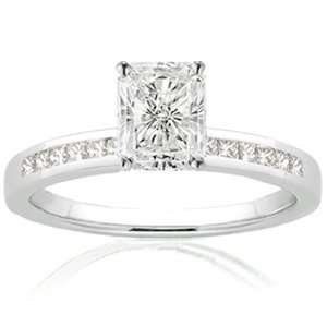  1.45 Ct Radiant Cut Diamond Engagement Ring Channel Set 