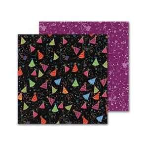  Masterpiece Party Hats 2 Sided Scrapbook Paper   12 x 12 