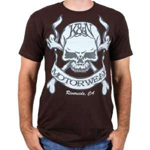   88 6067 XL Brown X Large T Shirt with Skull and Bones Logo Automotive