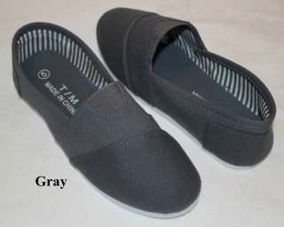   New Womens Classic Slip On Flat Casual Shoes Gray Color 