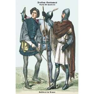  Italian Costumes Soldiers in Armor   Poster (12x18)