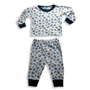 Mon Petit   Infant Boys Long Sleeve Sports Pajamas, White, Blue (Size 