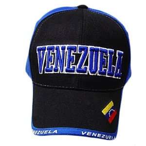  VENEZUELA BLUE BLACK BASEBALL CAP HAT EMBROIDERED ADJ 