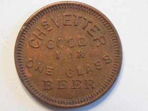 MILWAUKEE, WI CHS VETTER BEER ALCOHOL CWT CIVIL WAR TOKEN MEDAL COIN 