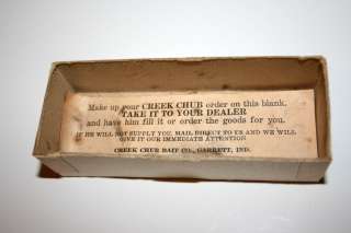 Vintage Lure   Creek Chub Injured Minnow with box   Wood, Glass, Red 