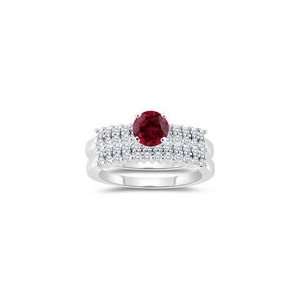  0.66 Cts Diamond & 1.29 Cts Ruby Matching Ring Set in 14K 