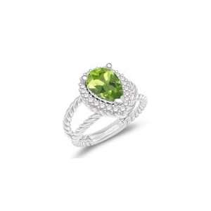  0.23 Cts Diamond & 1.60 Cts Peridot Cluster Ring in 14K 