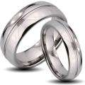 Tungsten Carbide Rounded Edge and Center Groove His and Her Wedding 