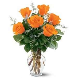  Send to Albania Bouquet of 6 Orange Roses Buqete Me 
