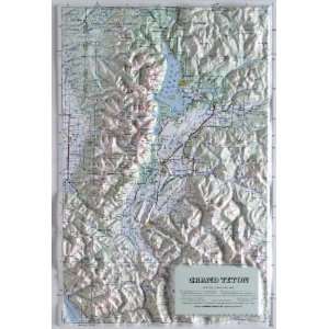  GRAND TETON NATIONAL PARK Raised Relief Map with Black 