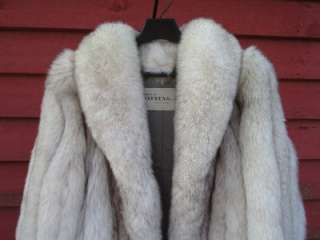 Vintage Glamorous Blue FOX Fur Coat Jacket, Large Fluffy Collar M L 