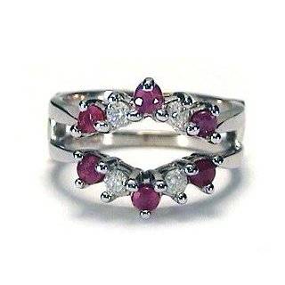 14k White Gold Ruby & Diamond Ring Wrap Guard Jewelry 