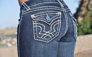 LA Idol jeans SZ 1 13 DARK BLUE white stitching BOOT CUT FAST SHIPPING 