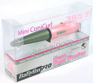 BaByliss Pro Nano Titanium Pink MINI ConiCurl 1 Taper Curling Iron 