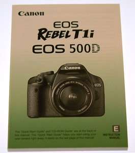 CANON EOS REBEL T1i EOS 500D INSTRUCTION MANUAL GUIDE  