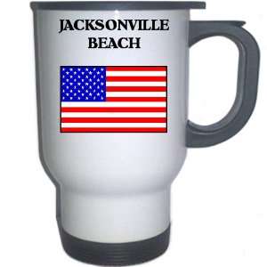 US Flag   Jacksonville Beach, Florida (FL) White Stainless Steel Mug