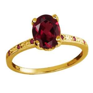  1.45 Ct Oval Red Rhodolite Garnet Yellow Gold Plated 