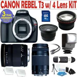  Canon Rebel T3 (EOS 110D) 4 Lens Deluxe Kit with Sigma 28 70 