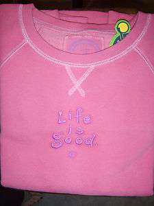 NWT Life is Good womens Fresh Pink softwash LS crew sweatshirt M,L,XL 