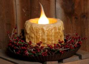 PRIM ELECTRIC COUNTRY WELCOME HOLLOW WAX CANDLE COVER  
