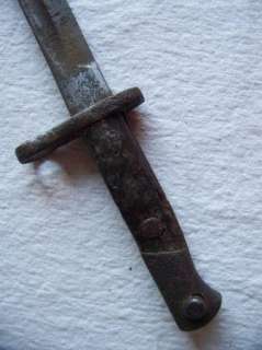 Antique Vtg Military Bayonet Naciona National ? Checkered Wood Handle 