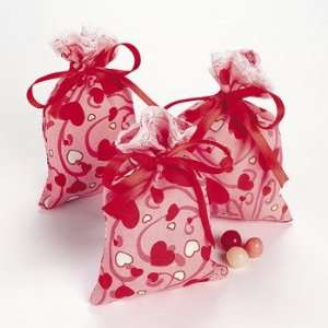 Valentine Gift Bags With Tie   Party Favor & Goody Bags & Fabric Favor 