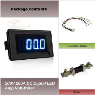   DC Digital LED Amp Volt Meter + Shunt Blue Amp Meter Voltmeter  