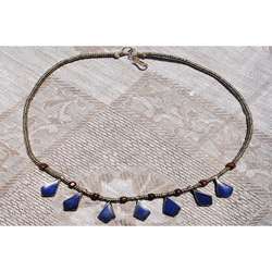 Silver Small Tribal Lapis Lazuli Necklace (Afghanistan)   