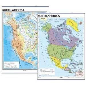  Deluxe Laminated NORTH AMERICA Wall Map   Double sided 