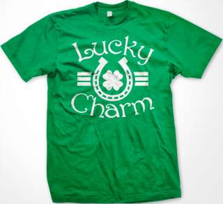   Charm Horseshoe Mens T shirt St Patricks Day Ireland Pattys Irish Tees