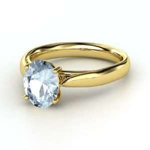  Oval Trellis Solitaire Ring, Oval Aquamarine 14K Yellow 