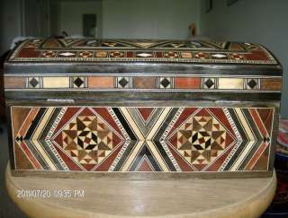 Syrian handcrafted inlaid wood mosaic treasure chest trinket Jewelry 