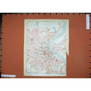  1934 Colour Map France Street Plan Bordeaux Garonne